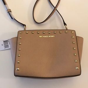 NEW Michael Kors Selma crossbody tan blush beige